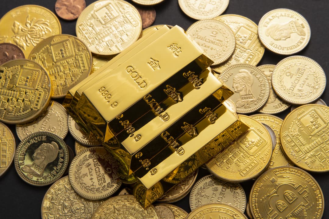 Gold bars and coins illustration